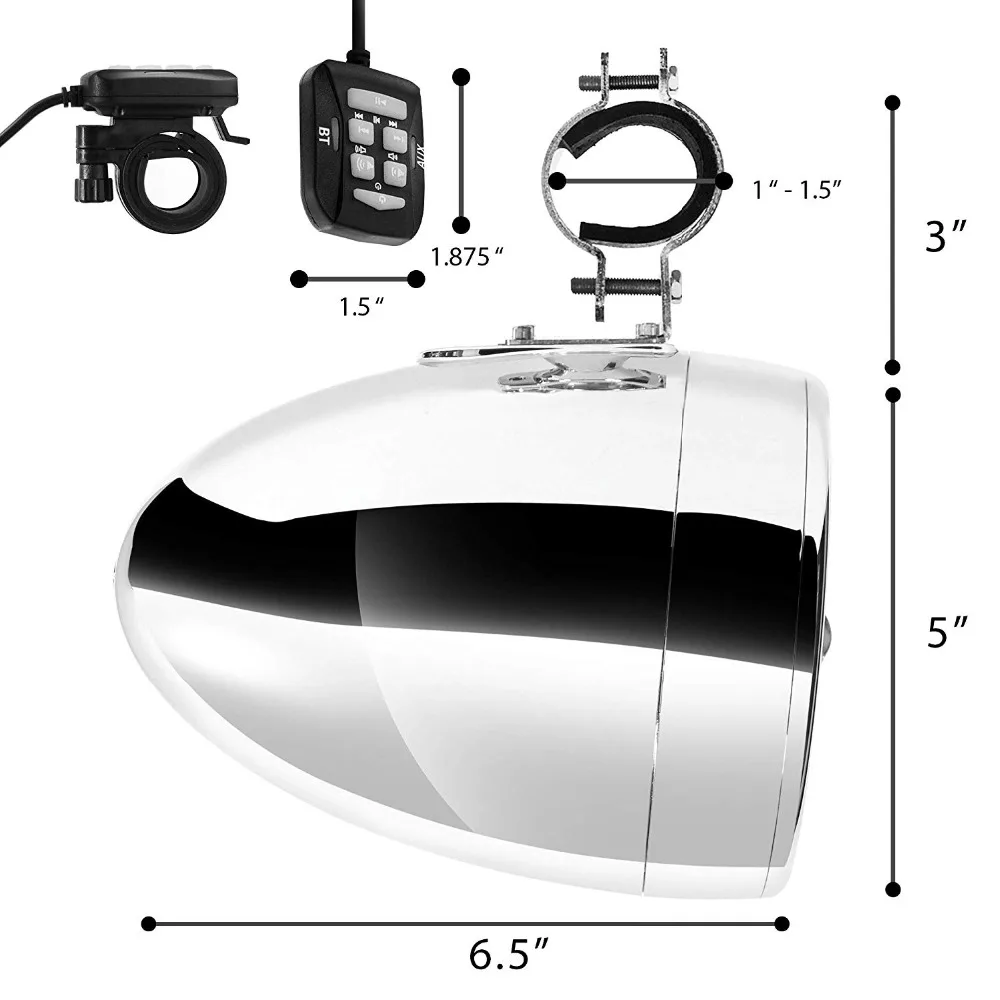 Aileap SPK500N 600 Вт Встроенный усилитель " полный диапазон водонепроницаемый ATV RZR UTV bluetooth-стереоколонки аудио система усилителя(хром