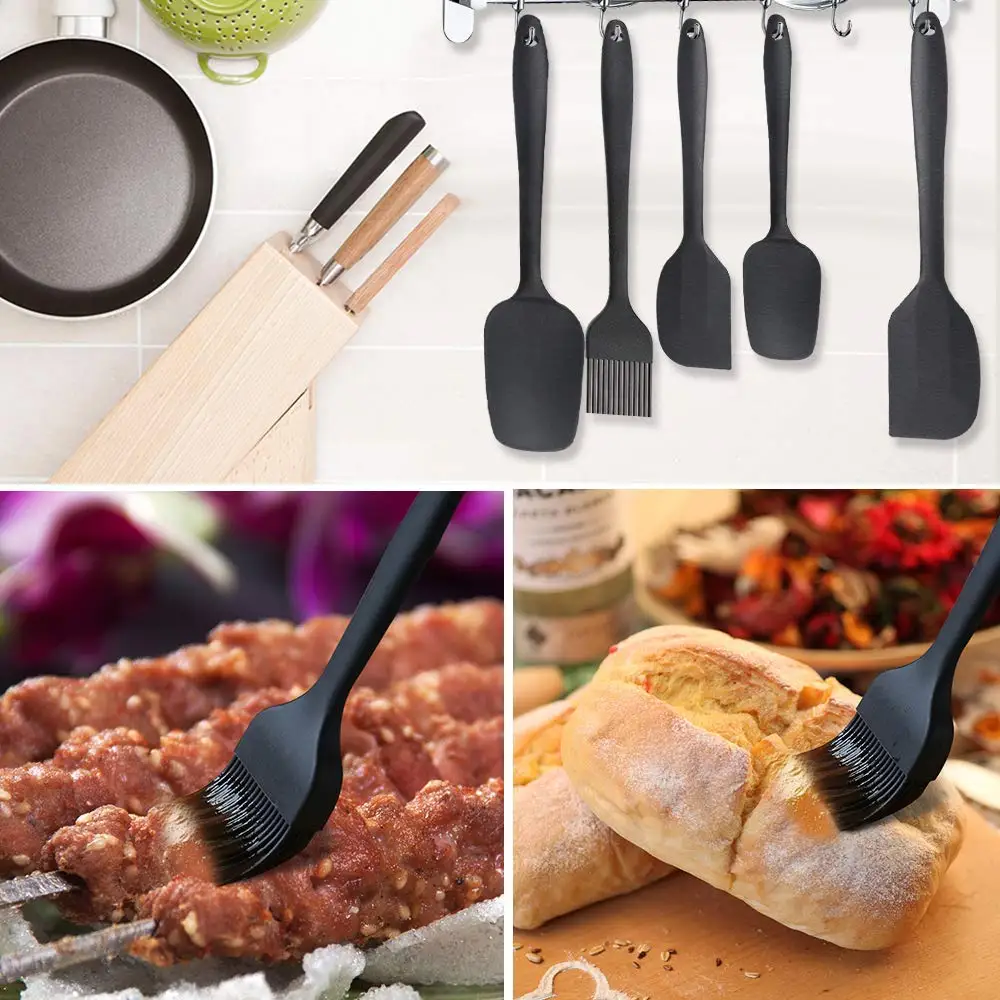 Силиконовая лопатка для выпечки, набор из 5 термостойких силиконовых кухонных лопаток 500 F для кондитерских изделий, металлическая кулинарная лопатка, лопатка, муравей