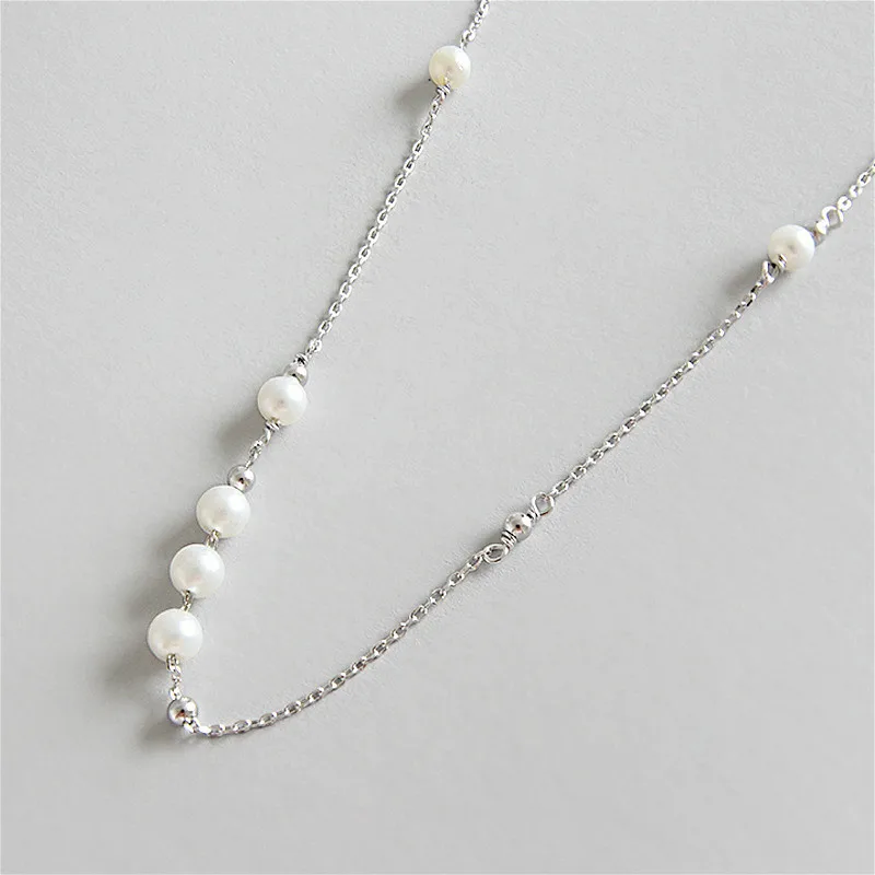 

Flyleaf 925 Sterling Silver Choker Necklace Women Shell Pear Jewelry Beads Fashion Fine Jewelry Party Simple Chains Necklaces