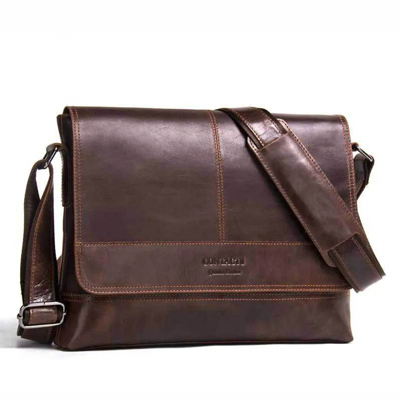 

Hot Sale Genuine Leather Men's Shoulder Bag Fashion Men First Layer Cowhide Crossbody Bag Vintage Wind Leather Men's Bag
