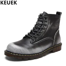 Мужские ботинки; сезон осень-зима; Мужская обувь; ботинки в байкерском стиле из натуральной кожи; Роскошные винтажные уличные ботильоны на шнуровке; 3A
