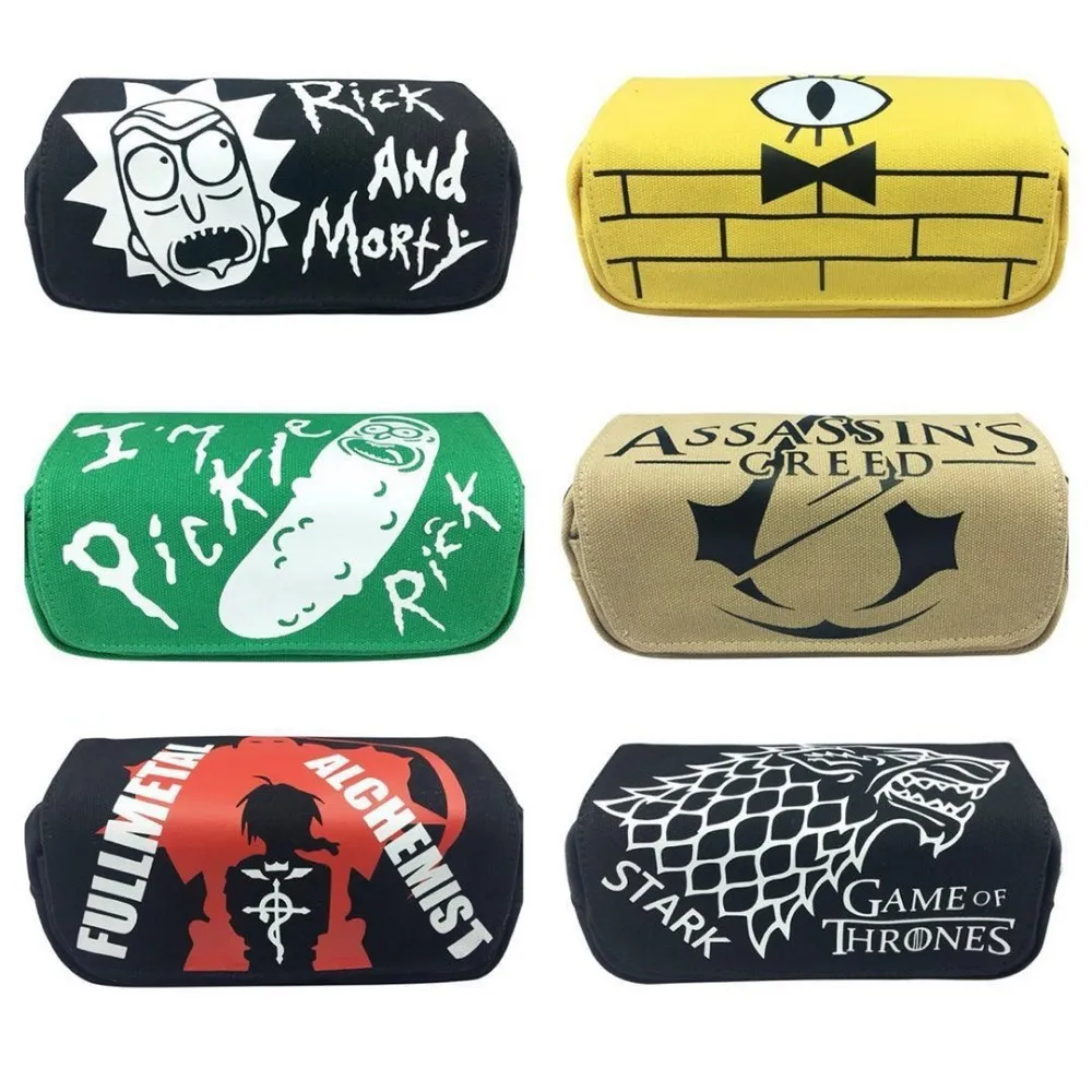 

Cartoon toy Gravity Falls/Fullmetal Alchemist Pencil Canvas Case Double Zipper Portable Bag Anime gift
