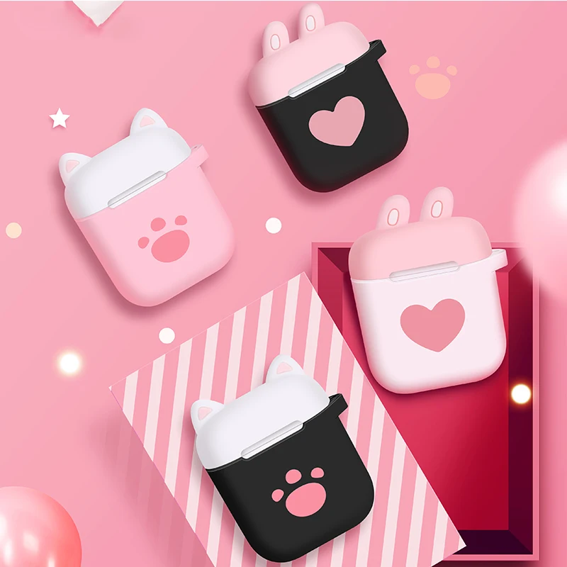 

Bluetooth Earphone Cute Silicone Case for Apple Airpods Accessories 1 2 Case Protective Cover Case Cartoon Anti-lost Bag Decor