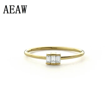 

14k Pure Gold Baguette Rings Natural Smooth Elegant Engaged Wedding Rose Women Classic Fine Gift Good Customize Jewelry