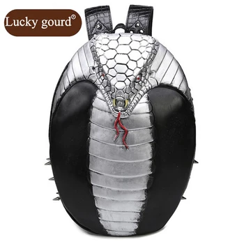 

OURCIAO New Cool Snake Pattern 3D Personalized Backpack Computer High Quality PU Backpack Travel Bag Men's Backpack Z803