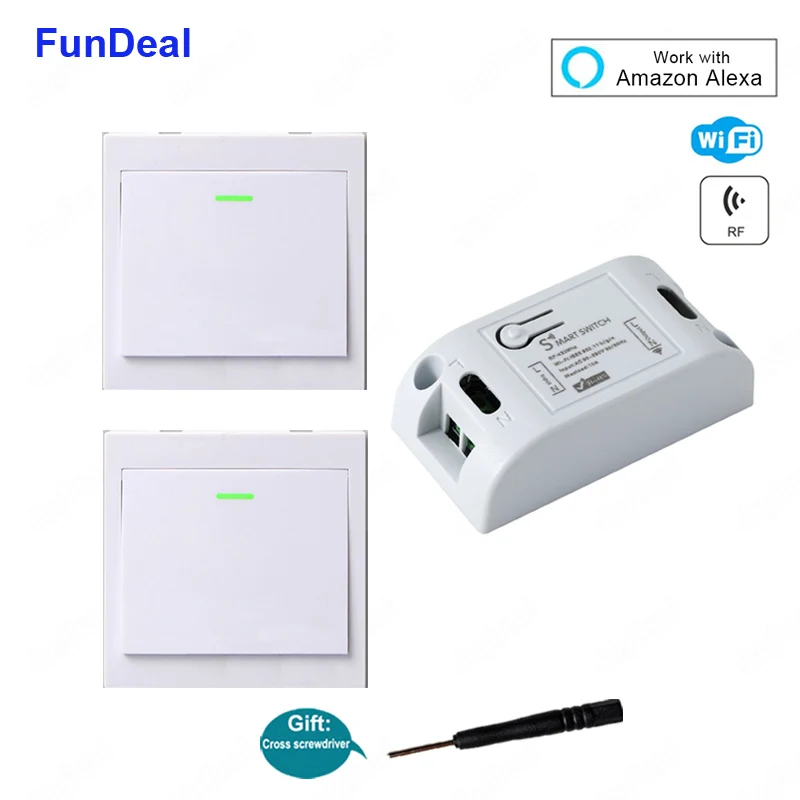 

WiFi Smart Switch DIY 433Mhz Wireless Remote Control 1CH RF Receiver Smart Home 110V 220V Lights Switches Work With Amazon Alexa