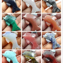 38*40 мм натуральный камень Подвески Дельфин смешивания Кулон драгоценный камень ожерелье свободные бусины A58