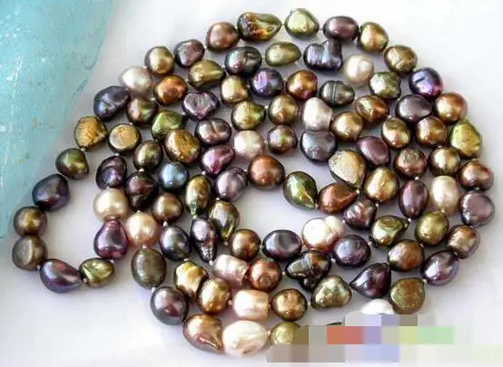 

song voge gem nanJ2069 BLACK COFFEE PINK bronzy BAROQUE FRESHWATER PEARL NECKLACE