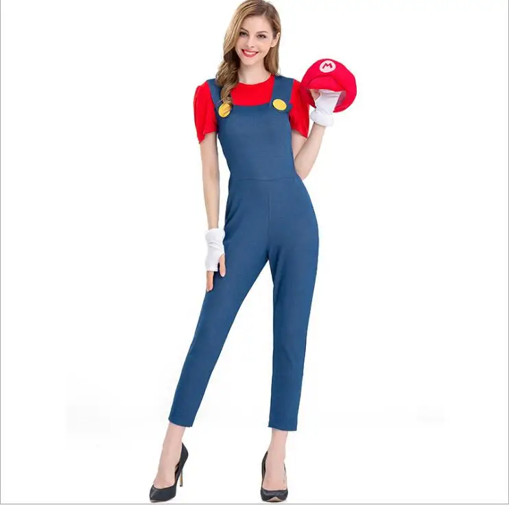 Костюм Супер Марио, Женский костюм Луиджи, сексуальный костюм сантехника, костюм Марио, фантазия, костюм супер Марио, костюмы для взрослых - Цвет: Красный