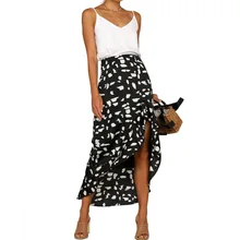 Женская летняя сексуальная юбка в горошек с рюшами и асимметричным подолом средней длины Элегантная Труба Длинная юбка-Русалка