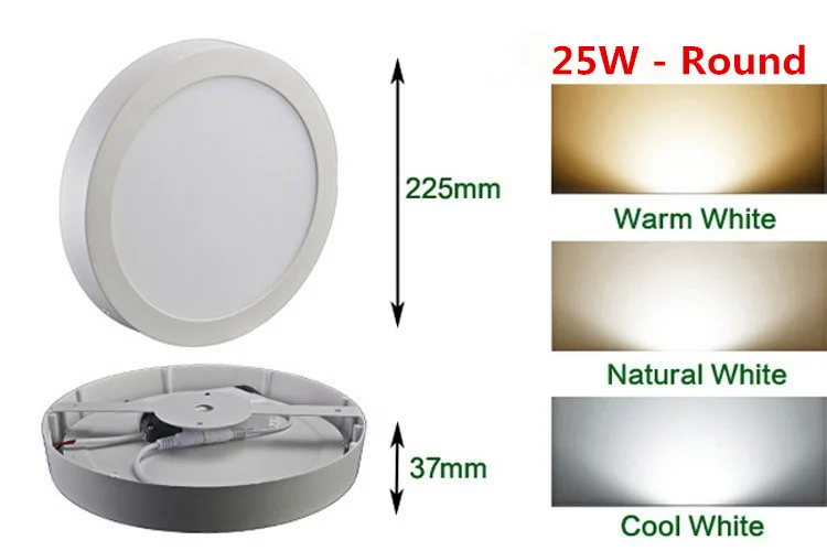 

10Pcs/lot 25W Surface Mounted round LED Panel Light Ceiling Panel Lamp shipping free Epistar SMD 2835 Dimmable downlight