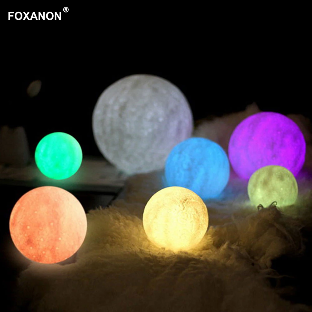 Foxanon 3D печать светодиоды лунного света аккумуляторная Ночная лампа сенсорный