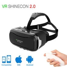 Shinecon VR 2.0 3D Virtual Reality glasses headset Immersive Helmet vr box Head Mount For 4.5′-6.0′ Phones + Remote Controller