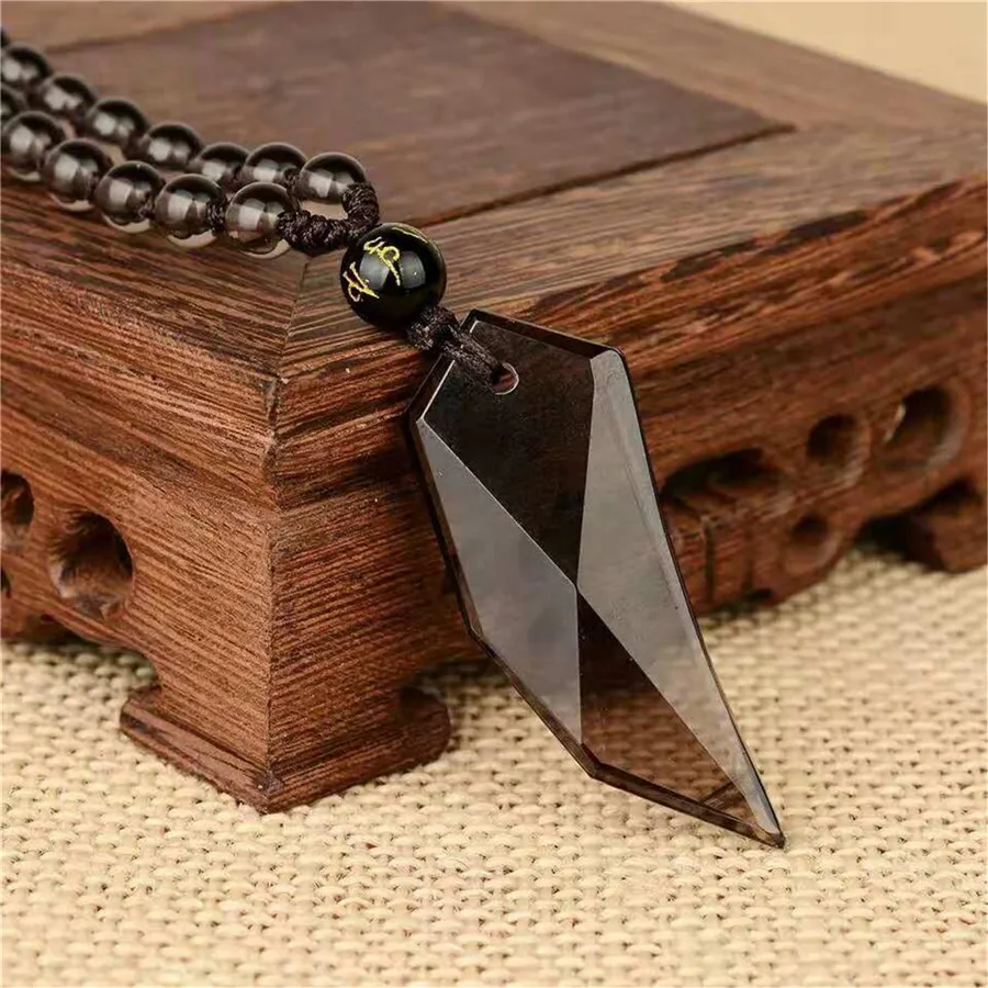 Natural Genuine Ice Obsidian Pendant Women Men Powerful Necklace Fashion Crystal Pendant Bead 50x28x8mm (2)