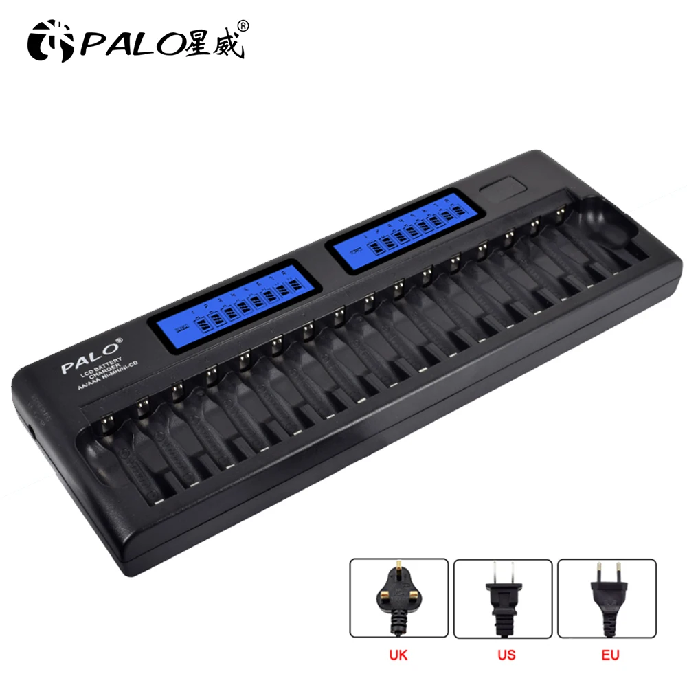 Goede Palo 16 Slots Snelle Smart Charger Lcd Display Ingebouwde Ic Bescherming Intelligente Snellader Voor 1.2V Aa Aaa ni Mh Nicd