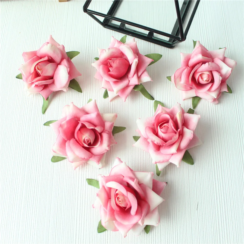 Artificial Flower Head Rose Pink Silk Flowers Garden Decoration White Artificial Flower Heads Wedding Flower Heads  (63)