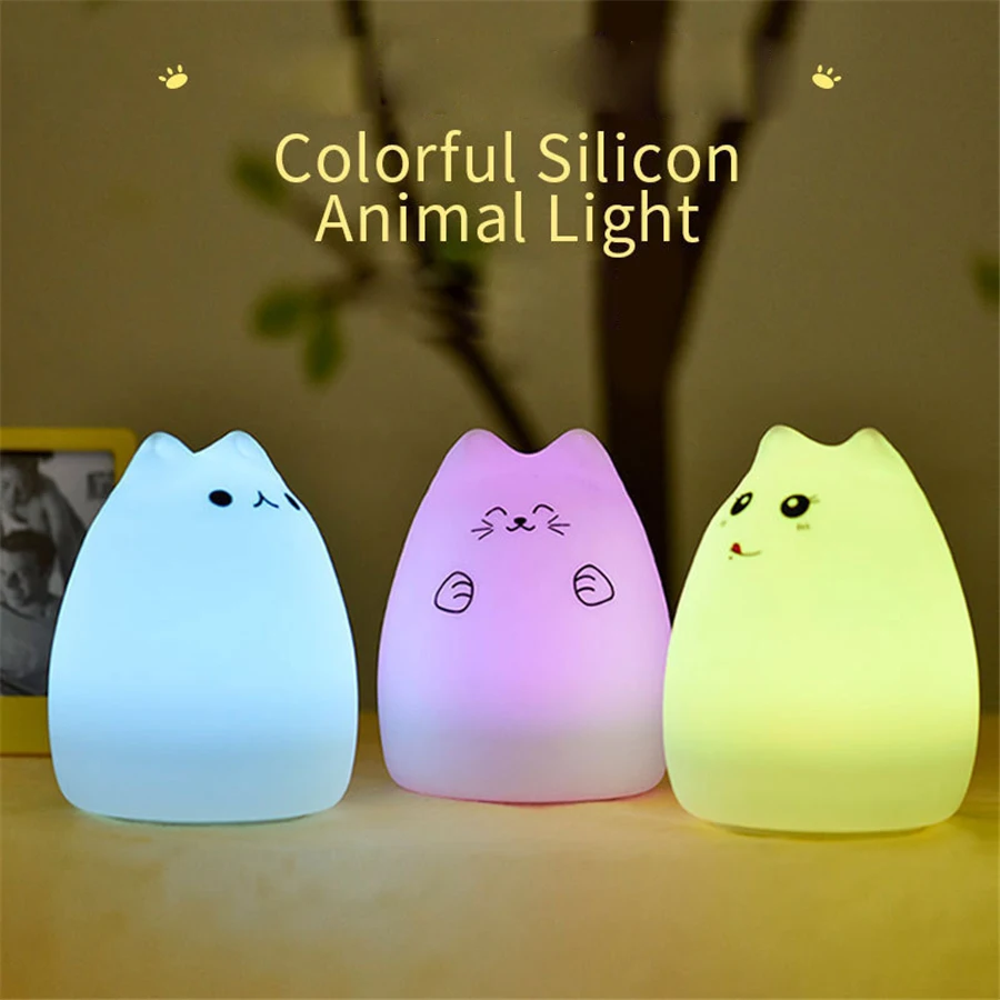 Cat Tap Lamp Wireless Accent Light Touch On/Off Color Changing LED 