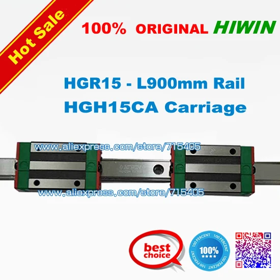 100% Оригинальные линейные направляющие бренда HIWIN 1 партия 2 шт. HGR15 L = 900 мм с 4