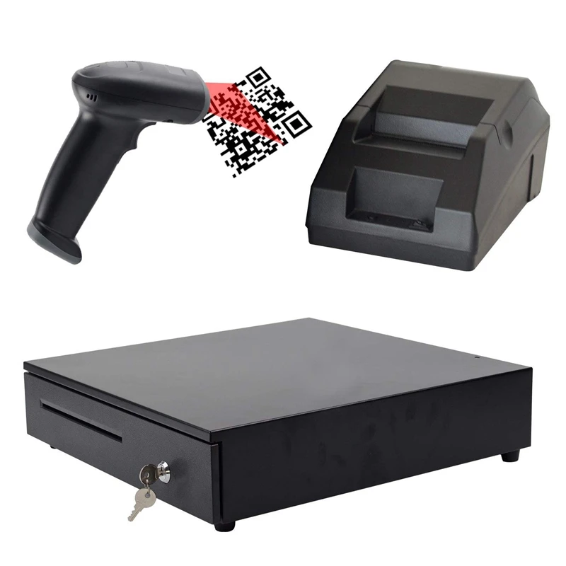 

Meetsun Match-1 58mm Printer 1D/2D Barcode Scanner Metal Money Box Cash Drawer for Retail Market Coffe Shop Restaurant Hotel