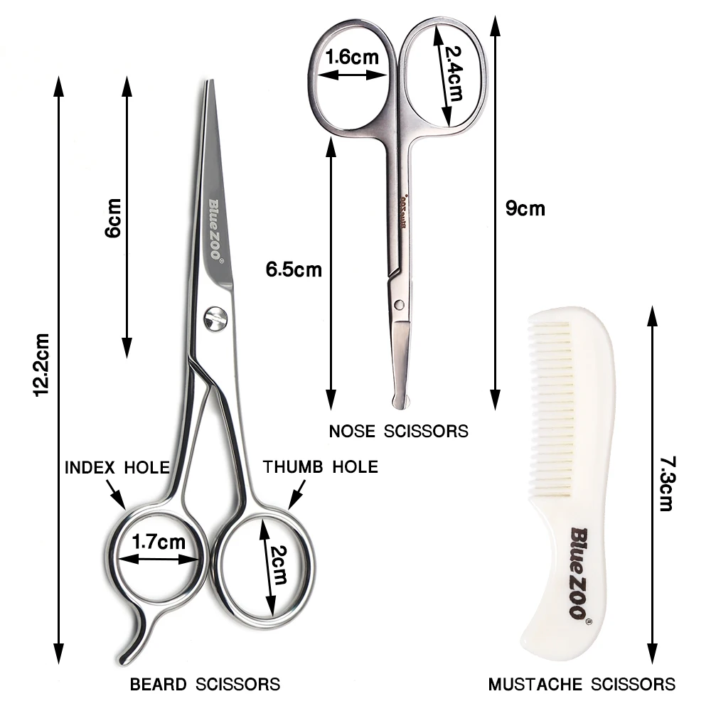 3 шт./компл. ухода за бородой комплект Профессиональные ножницы для волос и гребень для Для мужчин волосы ножницами Усы бороды Уход за лошадьми ножницы