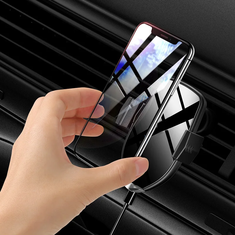 

1pc Car Phone Holder Air Vent Mount Fast Charging Wireless Charger Holder for iPhone Samsung NK-Shopping
