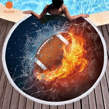 

football Beach Towel Bath Towel Thicking Round Printed Microfiber Fabric Towel Tapestry Yoga Mat Blanket 600g YJ61