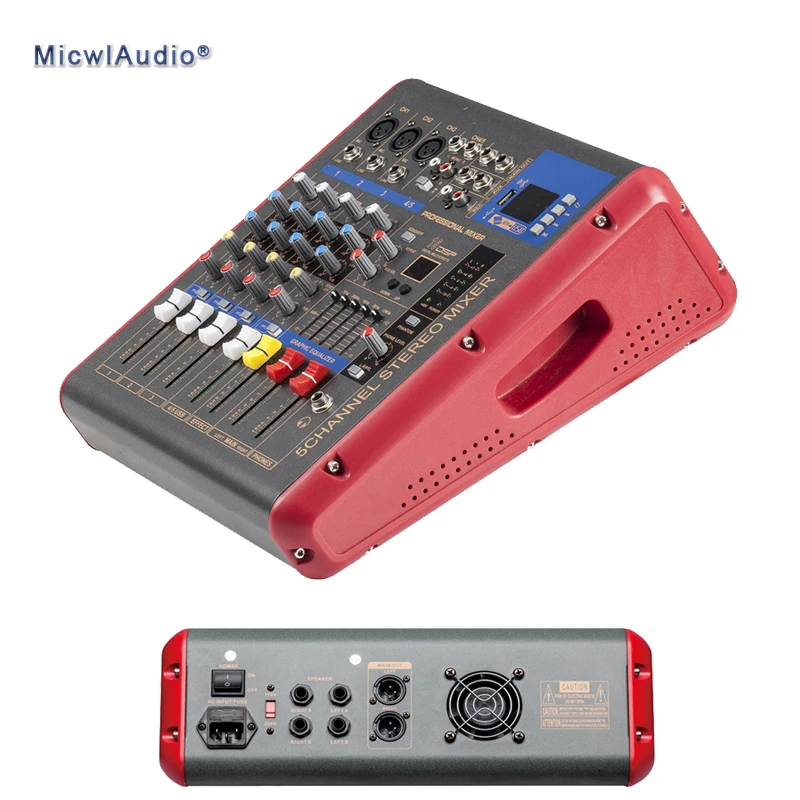 

Pro 5-Channel Power Digital Mixer Amplifier and Microphone Mixing Sound Console 2 in 1 Function 1200 Watts