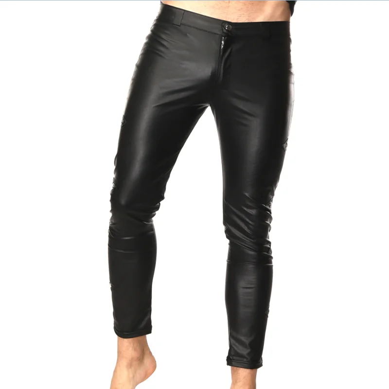 New Arrival Hip Hop Mens Leather Pants Faux Leather PU Material