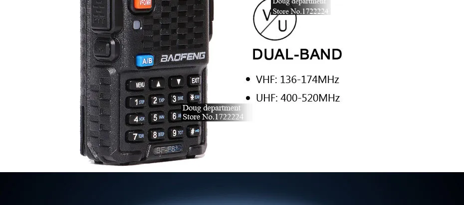 Baofeng UV F8+ Портативная рация Двухдиапазонная UHF& VHF UV-5R 136-174 МГц и 400-520 МГц 5 Вт двухстороннее радио