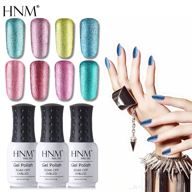 

HNM 8ML Bling Platinum Gel Nail Polish Glitter Varnish Soak Off UV Nail Gel Hybrid Vernis Semi Permanent UV Nail Art Lacquer