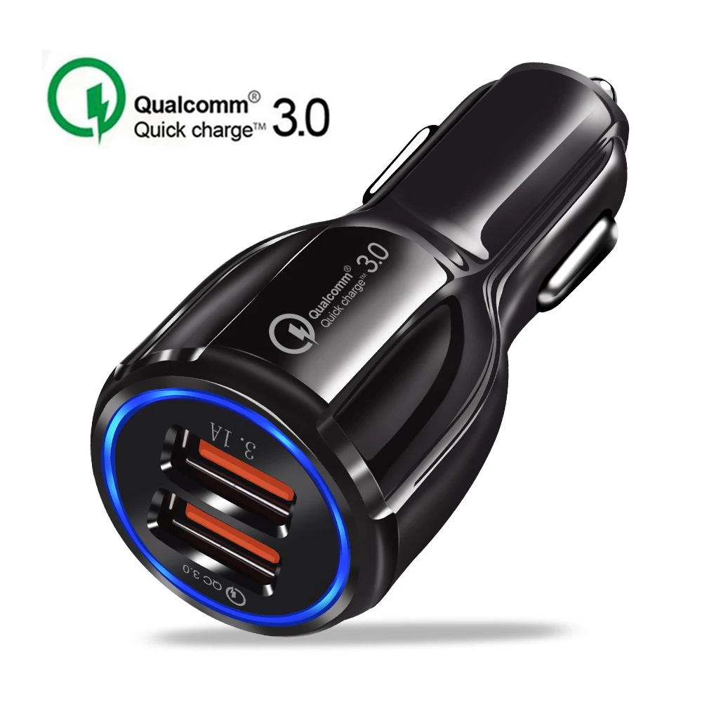 30 واط شاحن سيارة سريعة تهمة 3.0 سريع شحن USB الهاتف شاحن آيفون سامسونج S9 S8 Note8 8 زائد XiaomiUSB مهايئ شاحن