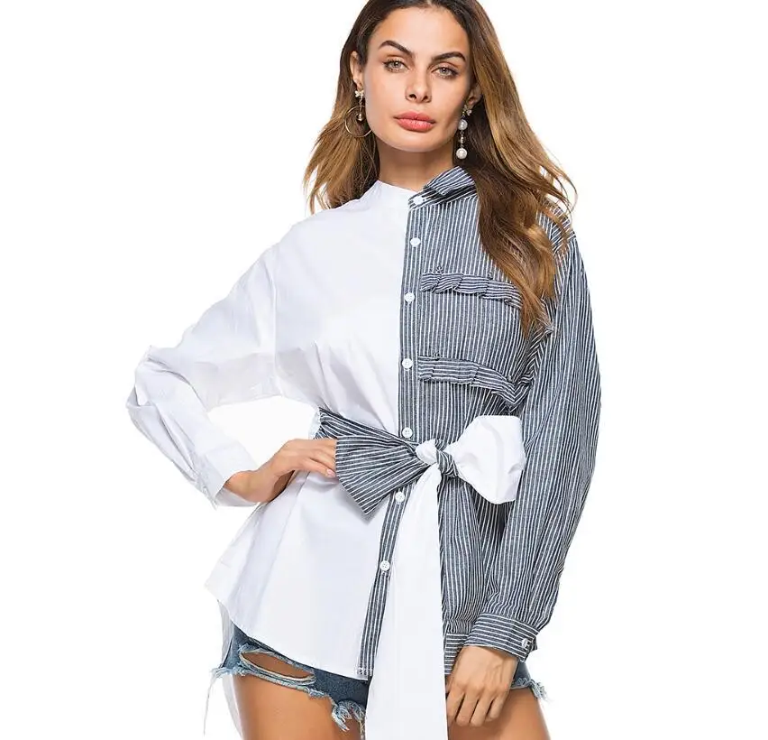 Полосатые женские топы и блузки женская рубашка большого размера Blusa Feminina| |