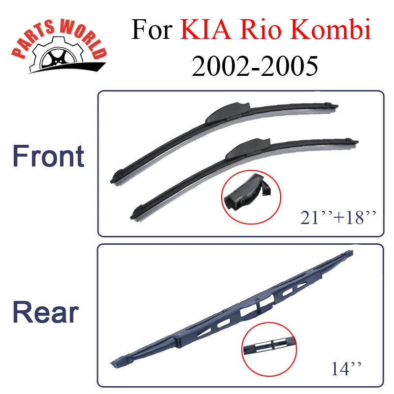 Wiper Blades For KIA Rio Kombi 2002 2005 Front And Rear Windscreen Rain