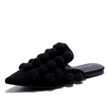 

2017 Fashion brand summer shoes slingback pointed toe causal kid suede women slippers superstar flats runway lady sandals