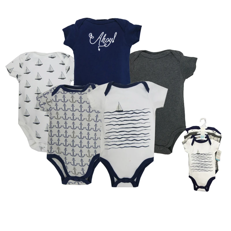 2018 newest 100% cotton rompers toddler Boy Jumpsuit 0-12M novel newborn roupa de bebe suit set 5pcs/lot baby clothes NO.50933 | Детская