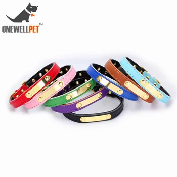 

Puppy Dog Collar Harness Dog Sets Gold Plated Iron Sheet Leather Leashes Bite Neck Strap Strong Collar Cat Dog Supplies 11 Color