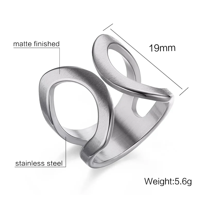 Модные женские вечерние кольца из нержавеющей стали открытые манжеты крест X массивные кольца на палец Femme - Цвет основного камня: Silver