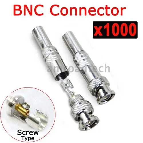 1000pcs BNC Male Screw on Solder less Type Twist on Connector adapter