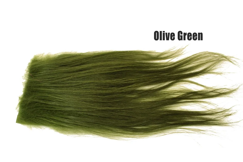 Olive Green Tigofly 2 шт./партия, 8X8 см, 10 цветов, мех козьей шерсти, длина 15-20 см, растяжки, меховые материалы для завязывания мушек - Цвет: Olive Green