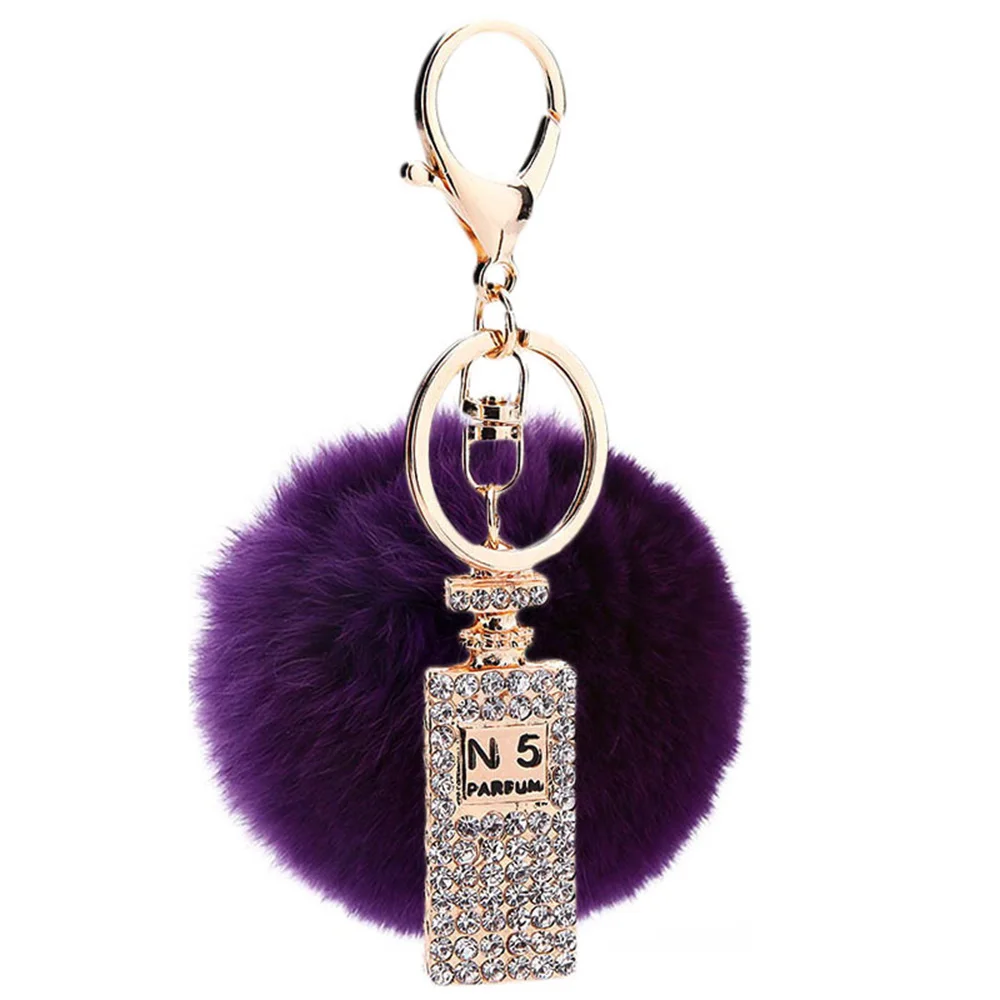 

2016 Fluffy porte clef pompom de Fourrure Pom Pom Keychain Rabbit Fur Ball Key Chain Rings llavero Bag Perfume Bottle Pendant