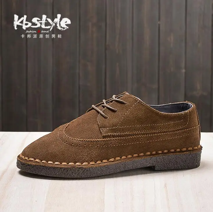 Wysokiej Jakości Mieszkania Brytyjskim Stylu Oxford Buty Dla Mężczyzn Zamszu Prawdziwej Skóry Retro Gentleman Brogues Oksfordzie Płaskie Przypadkowi Buty