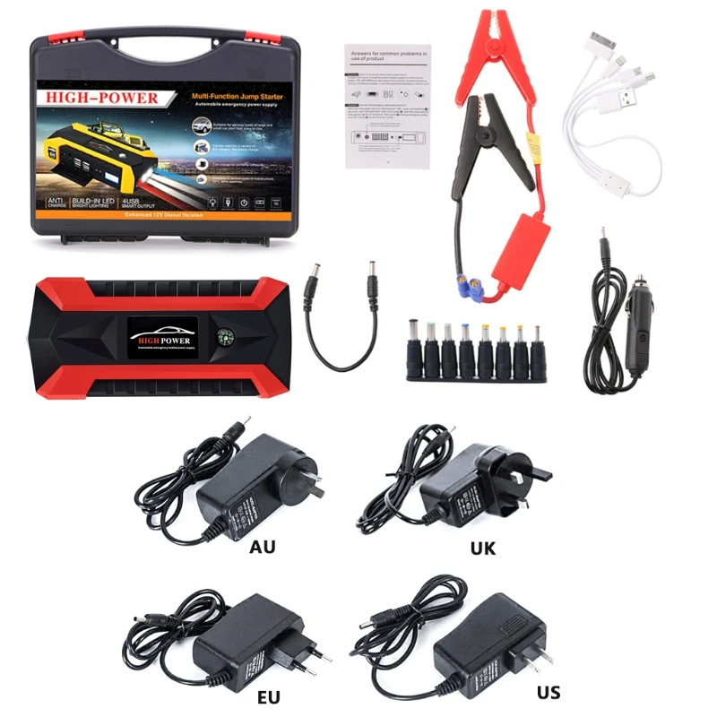  89800mAh 4 USB Portable Car Jump Starter Pack Booster Charger Battery Power Bank