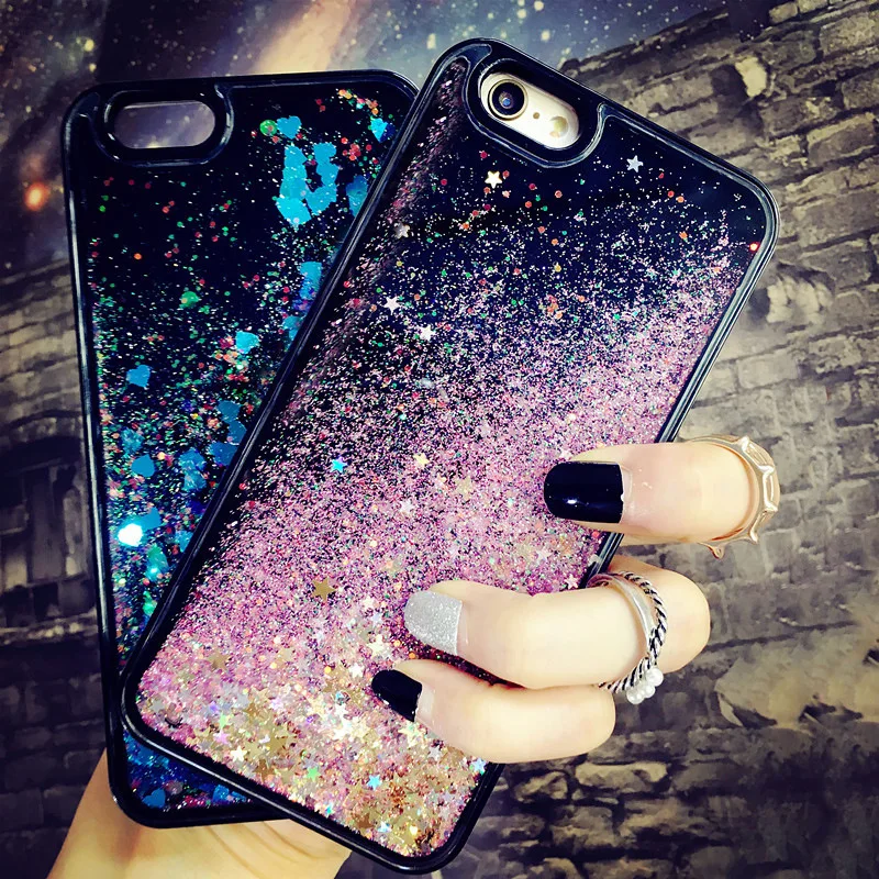 

Luxury Case Cover For Iphone 7 Plus Dynamic Liquid Quicksand Kickstand Soft TPU Case For Iphone 6 6S plus 5 5S Case Cover