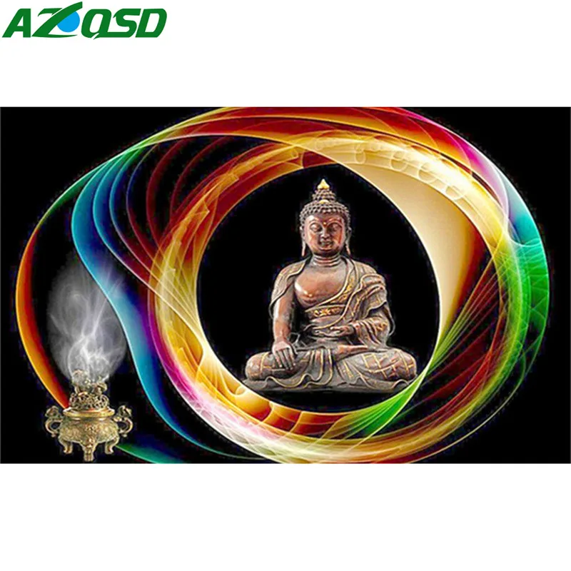 

AZQSD Full Square/Round Drill Diamond Painting Religious Buddha Diamond Embroidery Cross Stitch Mosaic Rhinestones Home Decor