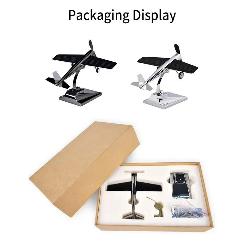 

Solar Plane Car Ornaments Technology Solar Aircraft Model Ornaments Propeller Rotating Solar Power Zinc Alloy Material