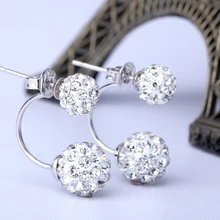 Модные ювелирные изделия из нержавеющей стали серьги гвоздики для женщин двойной шар жемчужная Сережка-гвоздик серьги кристалл горный хрусталь Pendientes