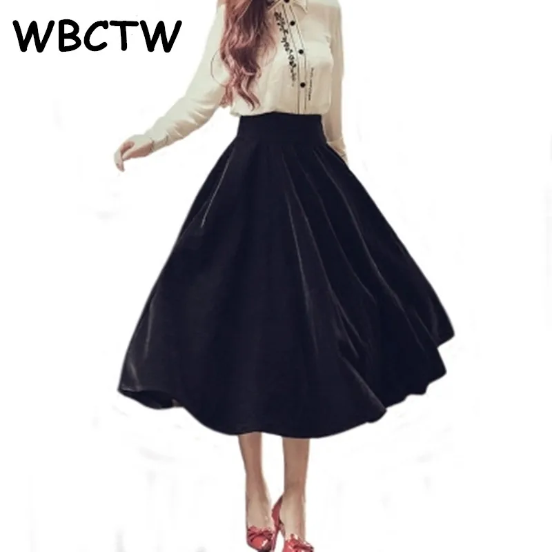 WBCTW 10XL плюс размер юбка Одри Хепберн Стиль черные юбки 50s 60s стиль линия Макси