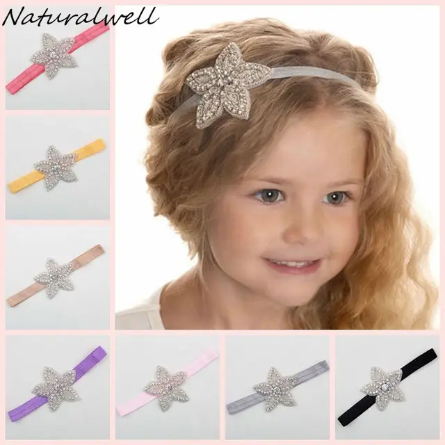 Cheap Naturalwell Baby Girls Princess Headband Crystal Photo Props Rinestone Star Hair band Wedding Accessories Christmas Gift HB003