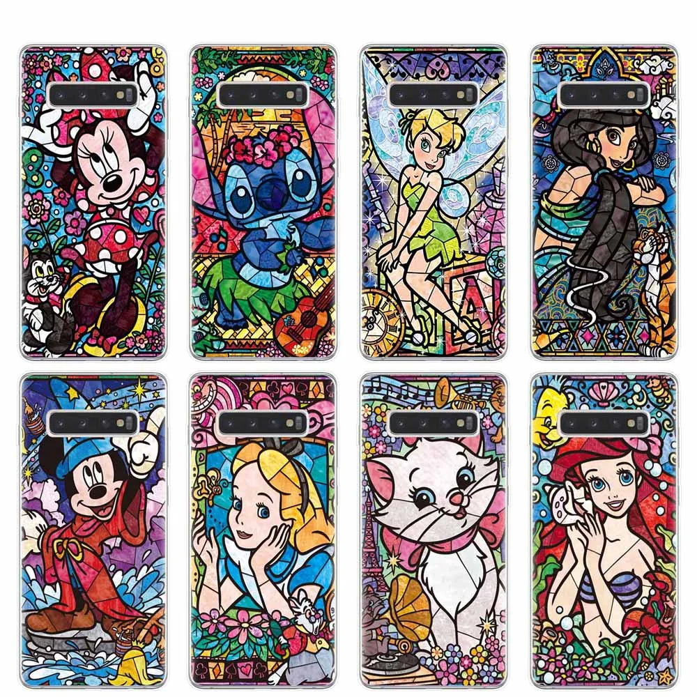 

For Samsung S6 S7 Edge S8 S9 Plus S10 Plus S10E S10 Lite 5G Note 8 9 10 Pro Cover Cartoon Disneys Mermaid Minnie Stitch Cases