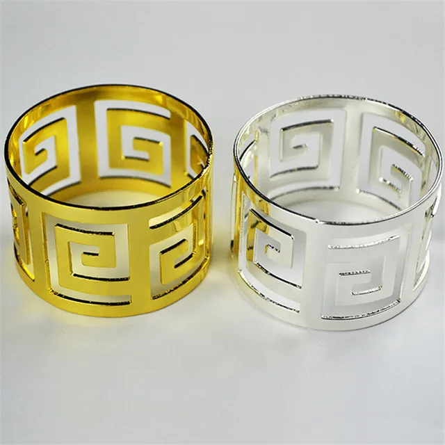 New European Style Stainless Steel Napkin Rings Creative Hotel New European Style Stainless Steel Napkin Rings Creative Hotel Restaurant Natural Round Table Napkins 4 5